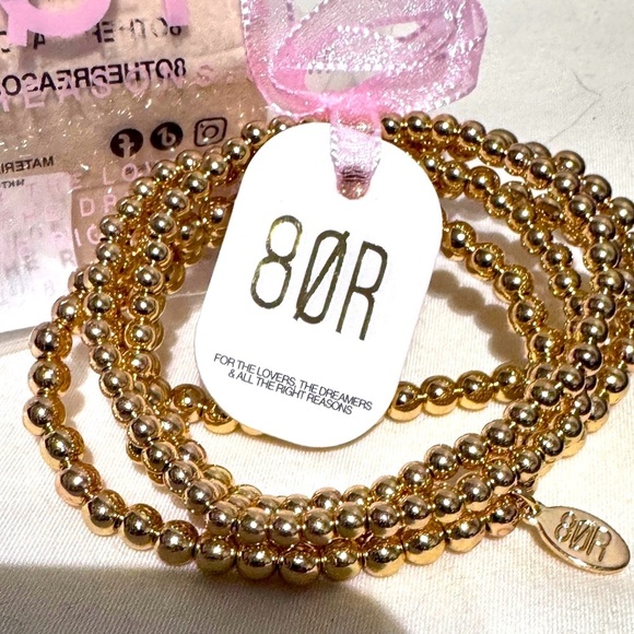 ✨ 8 Other Reasons - Set of 5 Gold Beaded Bracelets - Brand New in Package - Picture 4 of 14